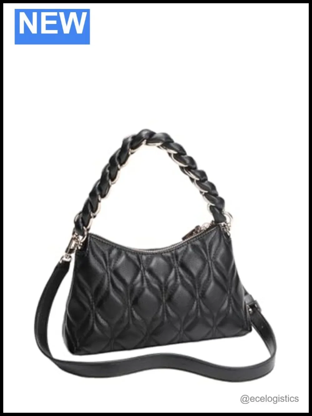 Faux Leather Satchel Shoulder Bag Gold Hardware Mini